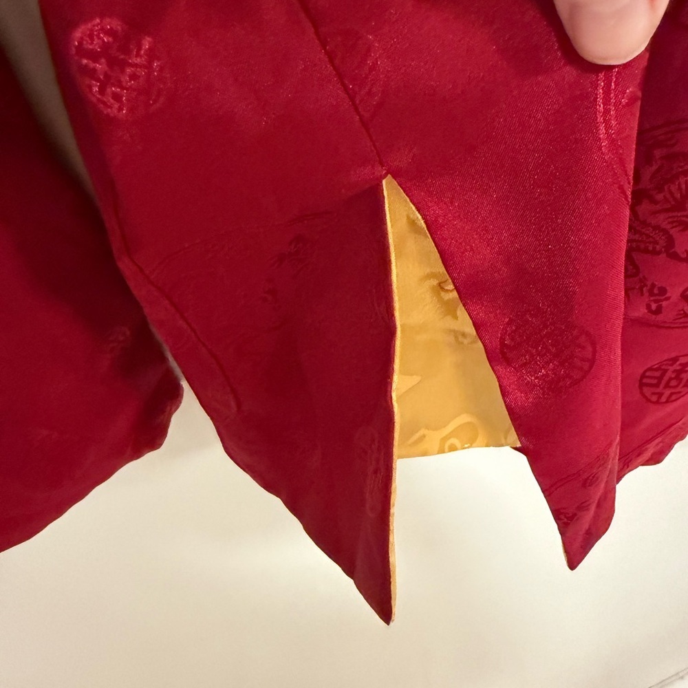 Stylish Red Women's Silk Jacket - Picture 8 of 14